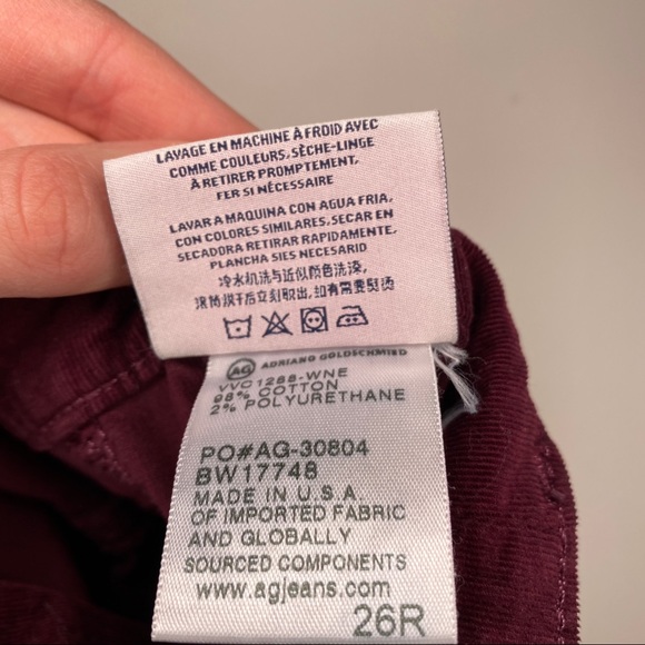 AG - Adriano Goldschmed Maroon Corduroy 'The Legging Super Skinny' Mid-Rise Pant - Picture 15 of 16